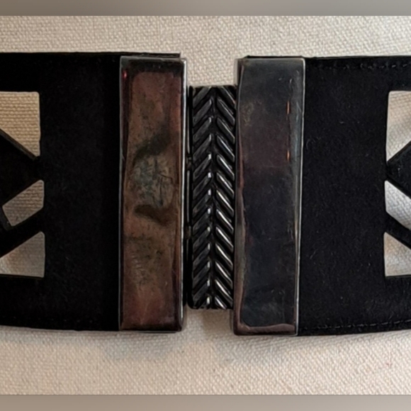 EUC Sass & Bide Black Suede Business Casual Everyday Goth Moto Indie Belt SZ 40